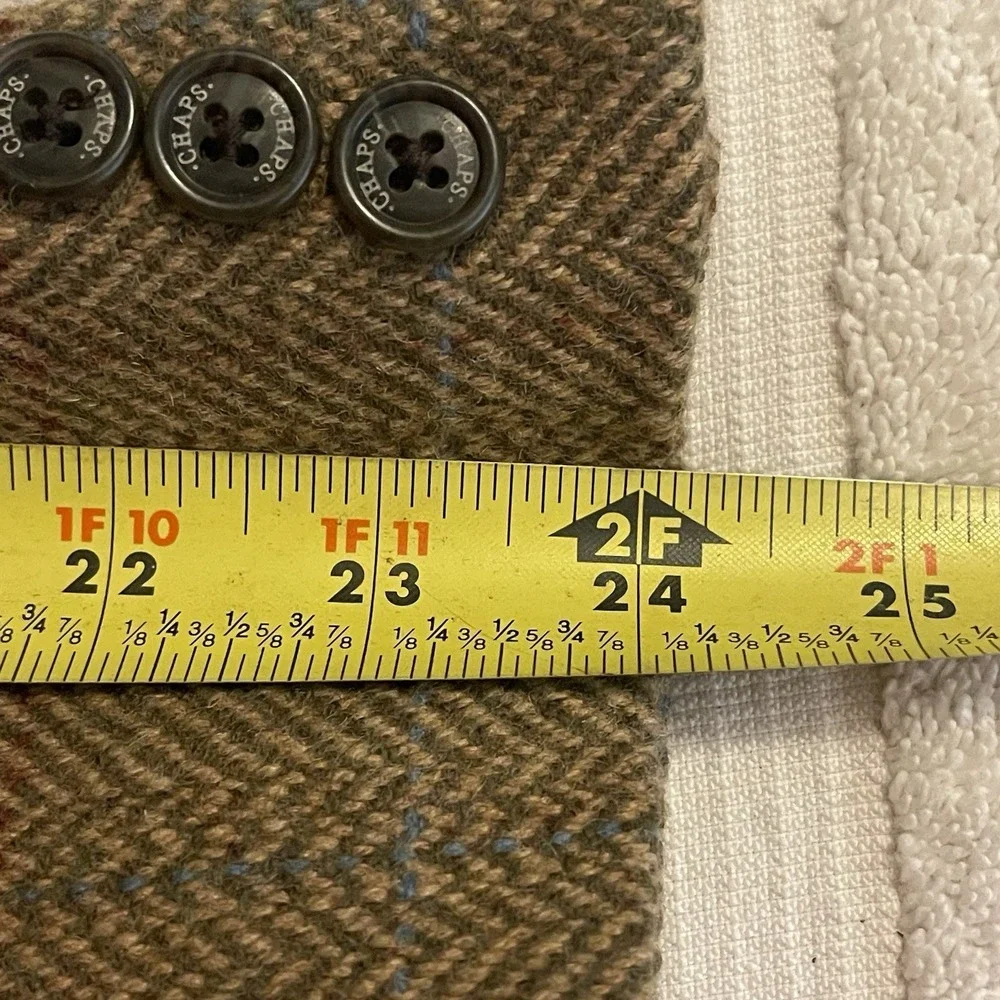 Chaps Women's Brown Herringbone Tweed Plaid Blazer Jacket – Size Medium - Picture 7 of 12